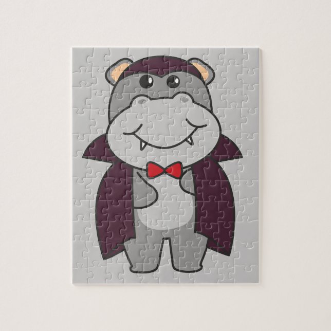 Hippo Halloween Niedlich Devil Vampire Kostüm Jigs Puzzle (Vertikal)