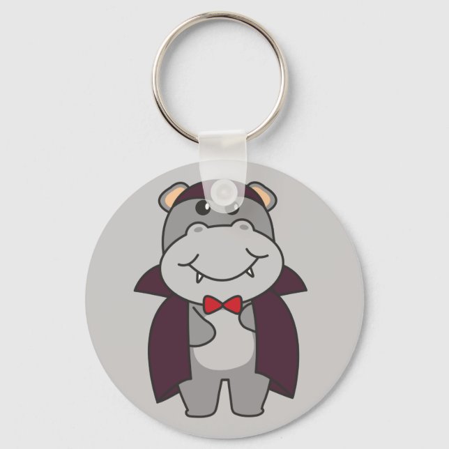 Hippo Halloween Niedlich Devil Vampire Kostüm Keyc Schlüsselanhänger (Vorderseite)