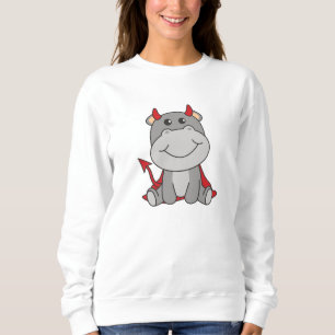 Hippo Halloween Niedlicher Teufel Hexenkostüm Sweatshirt