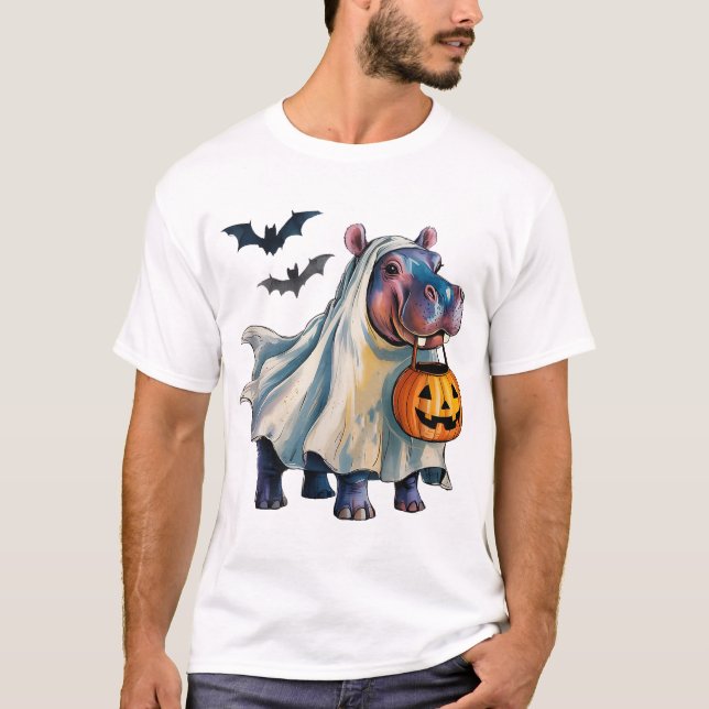 Hippo Halloween Pumpkin Hippopotamus Kostümmädchen T-Shirt (Vorderseite)