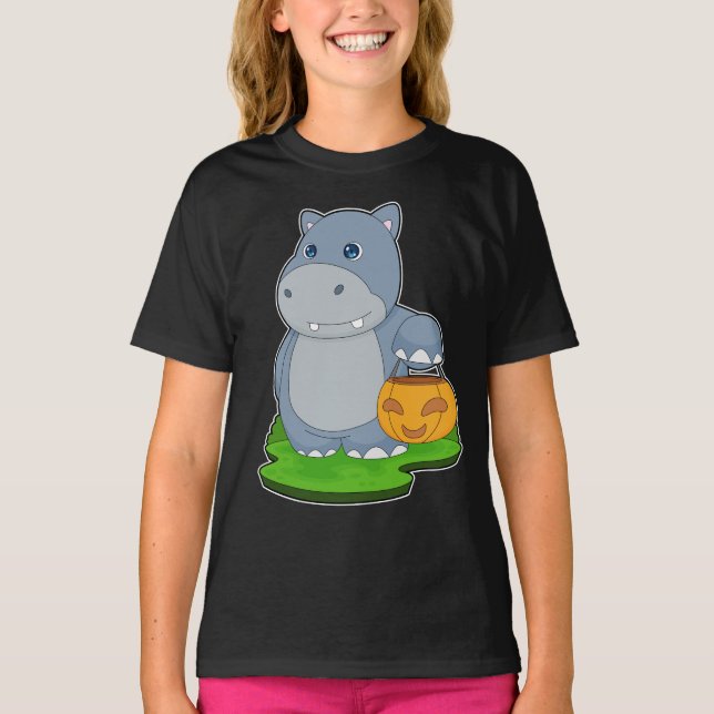 Hippo Halloween Pumpkin T-Shirt (Vorderseite)