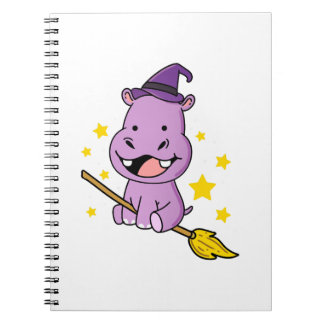 Hippo Halloween Witch For Halloween Notizblock