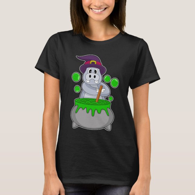 Hippo Halloween Witch Magic potion T-Shirt (Vorderseite)