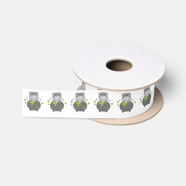 Hippo Happy Halloween Cauldron Bat Satinband (Spule)