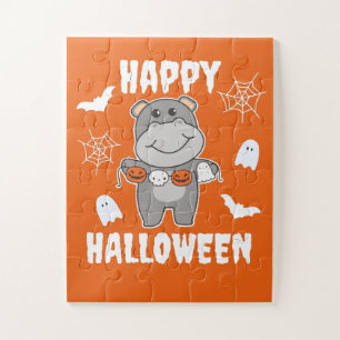 Hippo Happy Halloween Pumpkin Bat Kostüm Puzzle