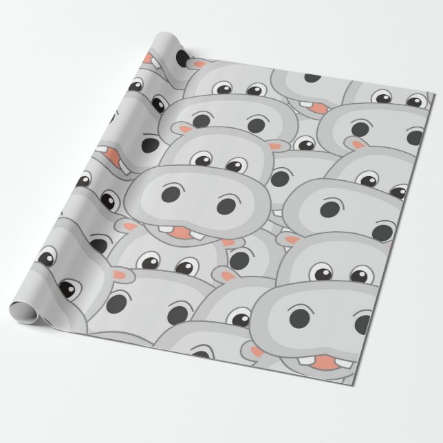 Hippo Head Wrapping Paper Geschenkpapier (Ungerollt)