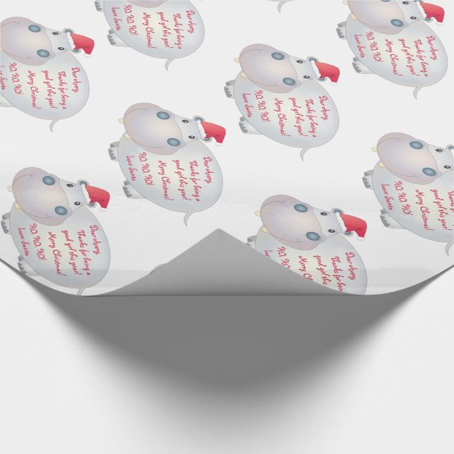Hippo Hippopotamus Brief von Weihnachten Geschenkpapier (Ecke)