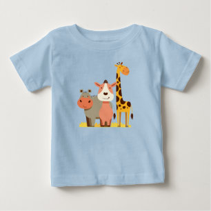 Hippo Hugs & Giraffe Giggles Adorable Safari Baby T-shirt