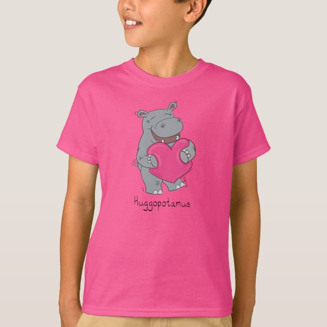 Hippo Hugs Niedlich Kids Hippopotamus T-Shirt (Vorderseite)