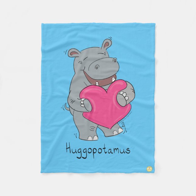 Hippo Hugs Valentine's Day Fleece Blanket (Vorderseite)