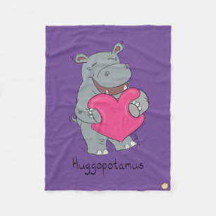 Hippo Hugs Valentine's Day Fleece Blanket