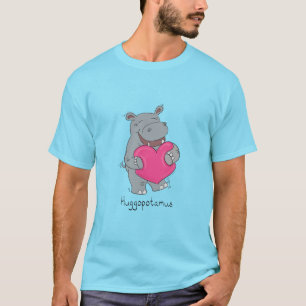 Hippo Hugs Valentine's Day Mens Tshirt Blau