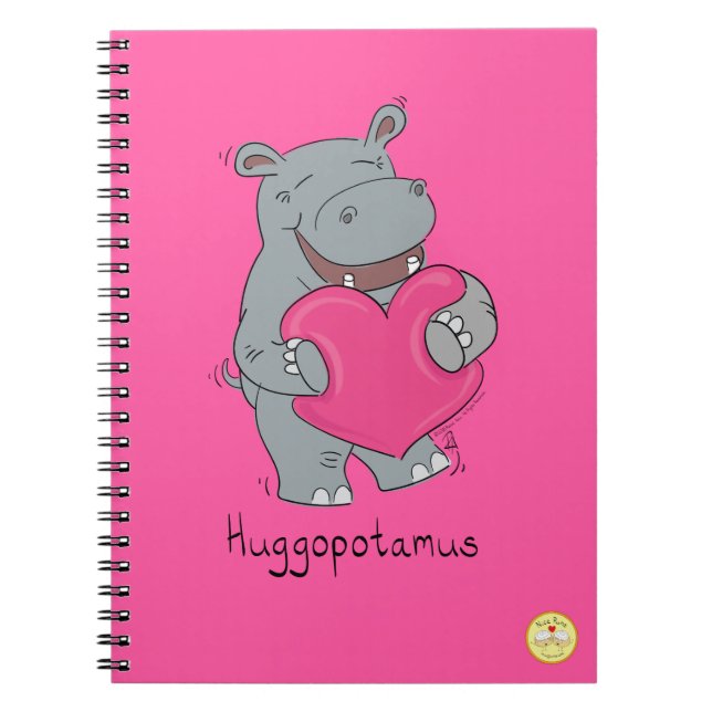 Hippo Hugs Valentine's Day Notebook Notizblock (Vorderseite)
