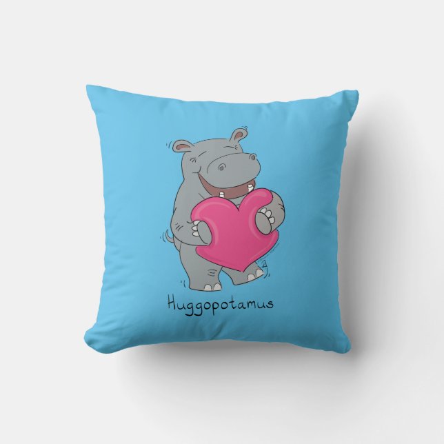 Hippo Hugs Valentine's Day Pillow Kissen (Vorderseite)