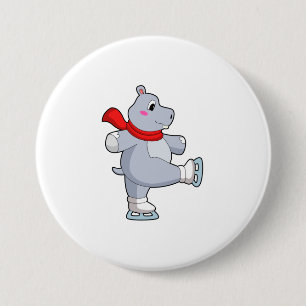 Hippo Ice Skaten Ice Skate Button