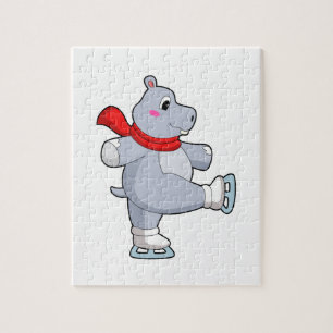 Hippo Ice Skaten Ice Skate Puzzle