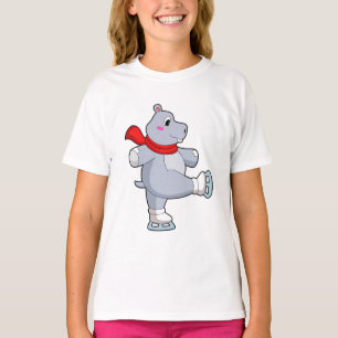 Hippo Ice Skaten Ice Skate T-Shirt