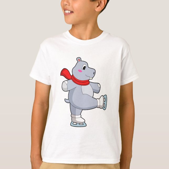 Hippo Ice Skaten Ice Skate T-Shirt (Vorderseite)