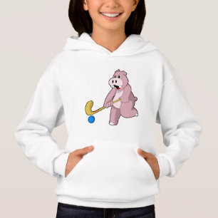 Hippo im Hockey mit Hockey-Schläger Hoodie