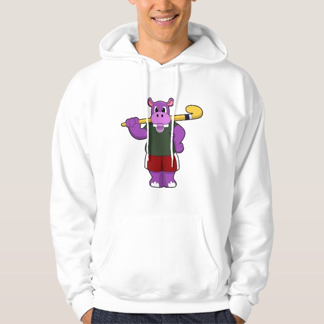 Hippo im Hockey mit Hockey-Schläger Hoodie (Vorderseite)