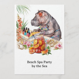 Hippo in Bikini Manicure Coastal Beauty beach spa Einladung