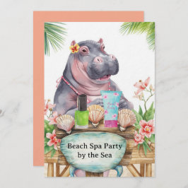 Hippo in Bikini Manicure Coastal Beauty beach spa Einladung