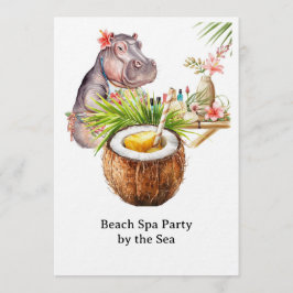 Hippo in Bikini Manicure Coastal Beauty beach spa Einladung