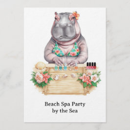 Hippo in Bikini Manicure Coastal Beauty beach spa Einladung