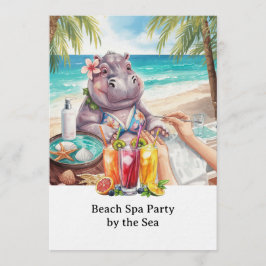 Hippo in Bikini Manicure Coastal Beauty beach spa Einladung