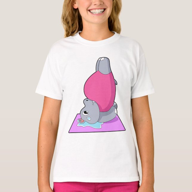 Hippo in der Yoga-Fitness T-Shirt (Vorderseite)