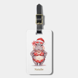 Hippo in red bikini for Christmas Gepäckanhänger