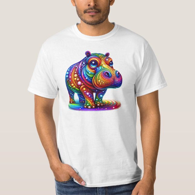 Hippo-Liebe in Regenbogenfarben: für stolze Eltern T-Shirt (Vorderseite)