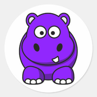 Hippo Lila Runder Aufkleber