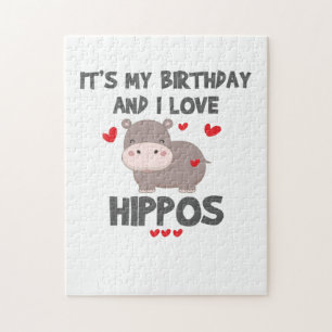 Hippo Lover It's My Birthday and I Love Hippos Puzzle