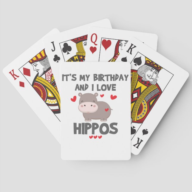 Hippo Lover It's My Birthday and I Love Hippos Spielkarten (Rückseite)