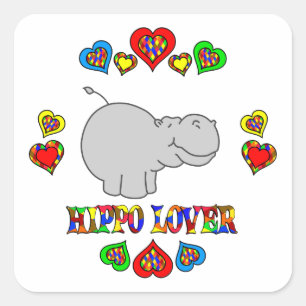 Hippo Lover Quadratischer Aufkleber