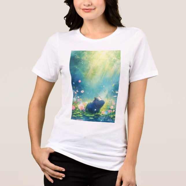 Hippo Magical Pond Meadow Tri-Blend Shirt (Vorderseite)