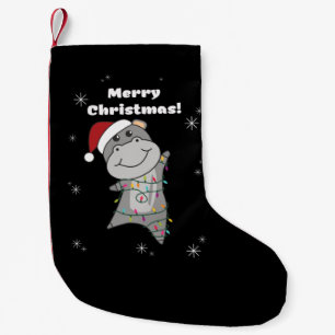 Hippo Merry Christmas Winter Animals Hippos Adult Kleiner Weihnachtsstrumpf