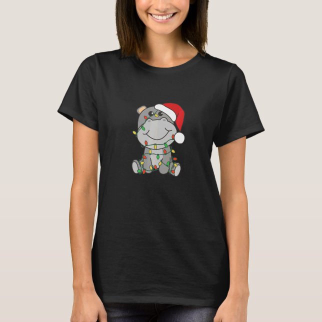 Hippo Merry Christmas Winter Hippos Christmas  3 T-Shirt (Vorderseite)