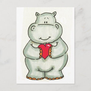 Hippo mit Herz Postkarte