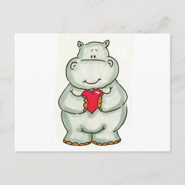 Hippo mit Herz Postkarte (Vorderseite)