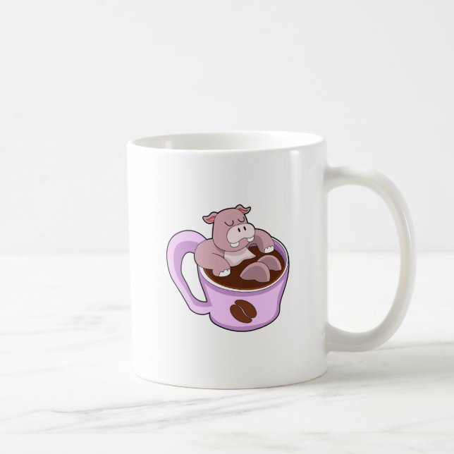 Hippo mit Kaffee-Cup Kaffeetasse (Rechts)