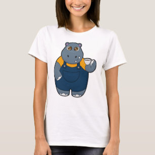 Hippo mit Kaffee-Cup T-Shirt