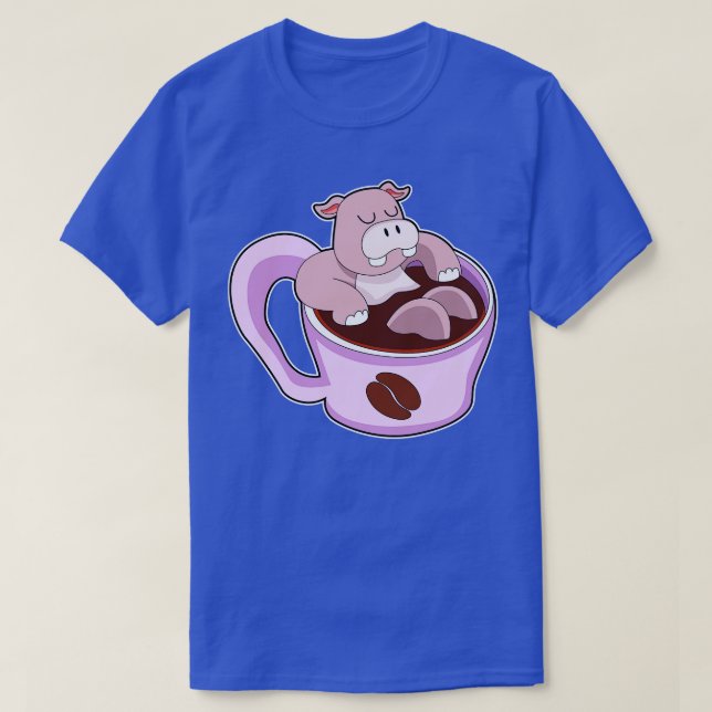 Hippo mit Kaffee-Cup T-Shirt (Design vorne)