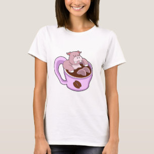 Hippo mit Kaffee-Cup T-Shirt