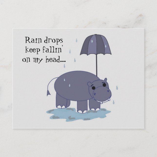 Hippo mit Regenschirmspass Postkarte (Vorderseite)