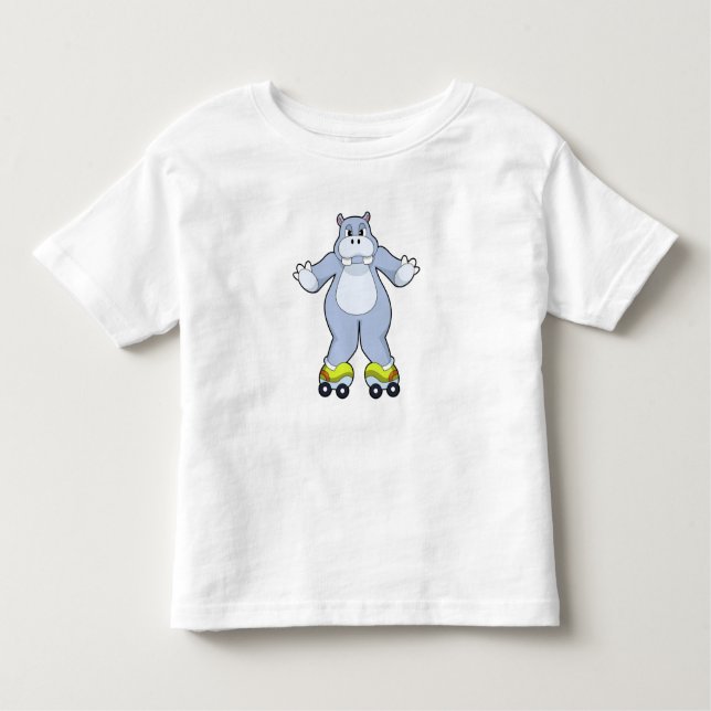 Hippo mit Roller-Skaten Kleinkind T-shirt (Vorderseite)