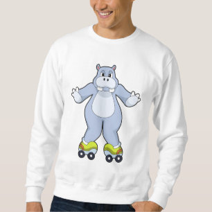 Hippo mit Roller-Skaten Sweatshirt