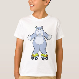 Hippo mit Roller-Skaten T-Shirt