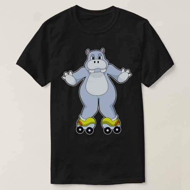 Hippo mit Roller-Skaten T-Shirt (Design vorne)